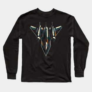 Vanguard of the Skies | Geometric Fighter Jet Tee Long Sleeve T-Shirt